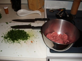 making the meatballs