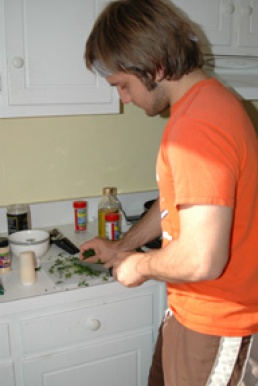 Chopping up the parsley